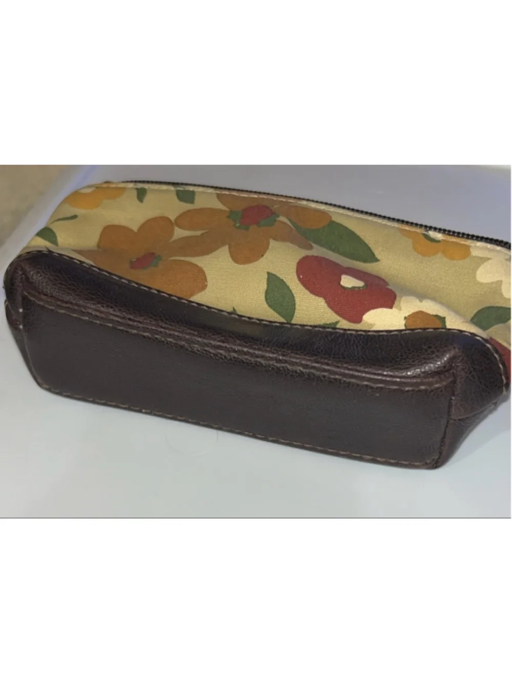 Women's Unbranded Floral Cosmetic Bag One Size Beige Brown